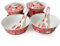 Liang baobao Vaisselle en porcelaine Gaiwan - Lot de 6 bols et cuillères - Service à thé pour mariage chinois - Motif creux - Pour adultes, hommes, femmes, couple, fête de mariage (découpe en papier