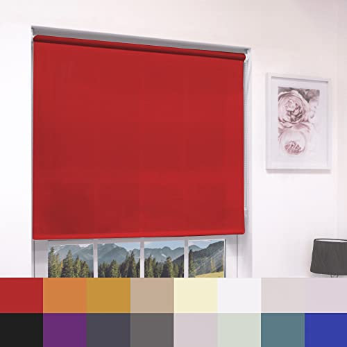Red Plain Dim Out Fabric Roller Blind Made To Measure All Fitting Included Easy Fit Child Safe Maximum size of 90cm Width x 160cm Drop