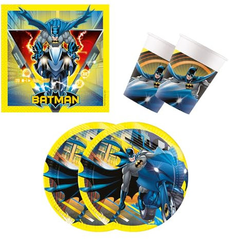 Procos 10137430 - Partyset S Batman Rogue Rage, 52-teiliges Set, 16 Teller, 16 Becher, 20 Servietten, Einweggeschirr, Partygeschirr, Tischdekoration, Marvel