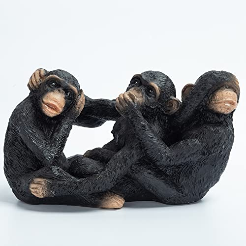 3 weise Affen Statue Sehen Sie kein Böses Hören Sie kein Böses Sprechen Sie kein Böses Harz-Affenfiguren Drei Wahrheiten des Menschen Skulpturen Home Office Desktop Ornamente Bücherregal Dekoration