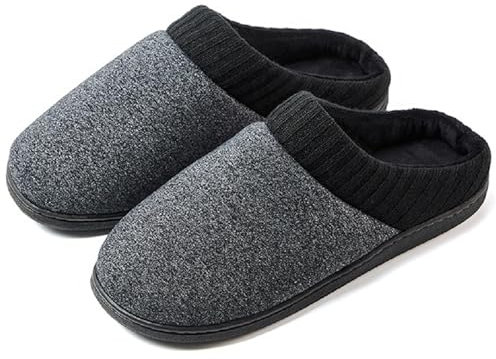 Pantofole Uomo Invernali Memory Foam Calde e Comode Grigio Nero Marrone Blu Taglie 40-47 (Grigio e Nero, Sistema Taglie Calzature EU, Adulto, Numero (range), Media, 46, 47)