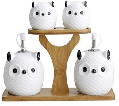 Aceitera y Vinagrera Botella De Vinagre Botella De Vinagre Dispense Jar De Especias Cerámica Cerámica Cerámica De Aceite De Oliva Botella De Aceite A Prueba De Fugas Blanco 30 0 Ml Diseño De Búho Lind