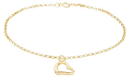 Ardeo Aurum Damen Armband aus 375 Gold Gelbgold Charm Ankerkette 1,5 mm Breite und 18 cm Länge mit Federringverschluss