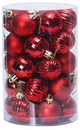 34 Stück Weihnachtskugeln Acrylkugeln Kunststoffkugeln zum Befüllen 4cm Plastik Durchsichtige Kugeln Dekokugeln Transparent Bastelkugeln Weihnachtsbaumkugeln Geeignet zum Befüllen Aufhängen (Rot)