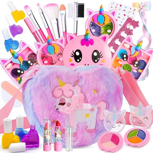 Lubibi Unicorn Makeup Sets For Girls, 21PCS Kids Washable Make Up Starter Kit With Unicorn cosmetic bag, Children Princess Pretend Games Toys Presents,Gifts For Girls Age 3 4 5 6 7 8 9 10 Year Old