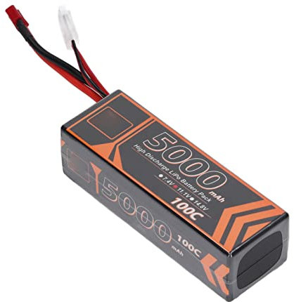 TOPINCN 11.1V 5000mAh LiPo Battery with T Shaped Red Plug Accessory, 3S 100C Discharge Rate Li Poly RC Battery Power with T Connector for FPV RC Racing Car Quadcopter Trucks