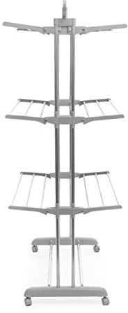 InnovaGoods® Tendedero Plegable Vertical con Ruedas Folver 24 Barras, Seca la Ropa de Forma cómoda y práctica, con 24 Barras, diseño Plegable y con Ruedas, Ideal para el hogar