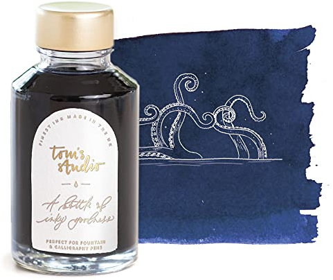 Tom's Studio - Fountain Pen Ink 50ml, Marianas Blue | Glass Ink Bottles For Fountain Pens