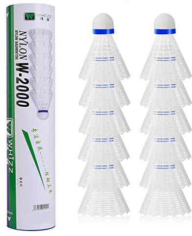 BAIHUALIN WHiZZ Nylon Badminton Bälle Langlebige Federbälle für Indoor und Outdoor Training, Übung, Freizeit, Einsteiger, 12x Weiß