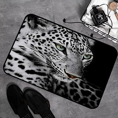 GOSUNA Memory Foam Badezimmer- 40 x 60 cm,Schwarz-Weiß-Leopard,Badteppich Saugfähige Rutschfester Badvorleger Waschbar Badematte