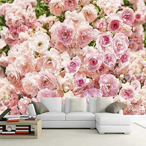Rosa Romantische Frische Rosen Fototapete 3D Wandbilder, Panoramawandbilder Große Tapete Dekoration Gemälde Tapete, Geeignet Für Wohnzimmer Und Schlafzimmer Kinderzimmer 400 (Breite) x 280 (Höhe) cm