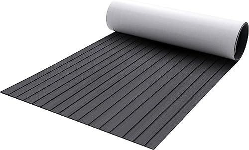 SPOTRAVEL 190x70cm/240x90cm Boat Flooring EVA Foam, Self-Adhesive Flooring Deck Mat, Portable Anti-skid Boat Carpet for Motorboat RV Yacht Kayak Swimming Pool (Stripe Pattern, Dark Grey, 240 x 90cm)