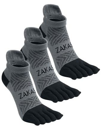 ZAKASA Coolmax Zehensocken Herren Sneakersocken: Kurz Fünf Finger Socken Männer Atmungsaktive Anti Schweiß Socken Sportsocken für Laufen Running Wandern Fitness 43-46 Schwarz-3 Paare