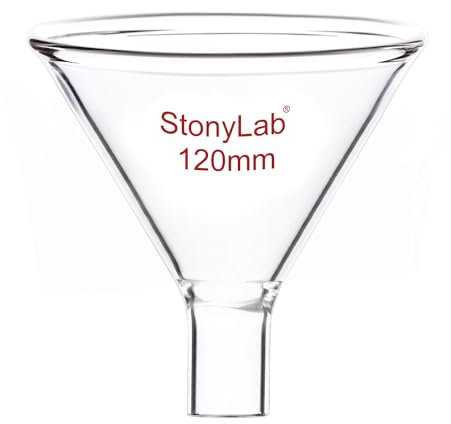 stonylab Glas Pulvertrichter, Heavy Wall Borosilikatglas Funnel Kurzer Stiel mit 120 mm oberem Durchmesser und 22 mm Vorbau Länge