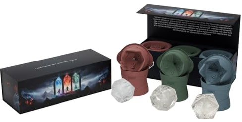 FREEZE FORMS DND Würfelform-Set, große D20-Würfel, D12 und D10 Silikon-Eisformen für TTRPG-Gamer, 7,6 cm große DND-Würfelform, klare Eiswürfelbereiter für Gefrierschrank, ofenfeste Eis-Silikonformen