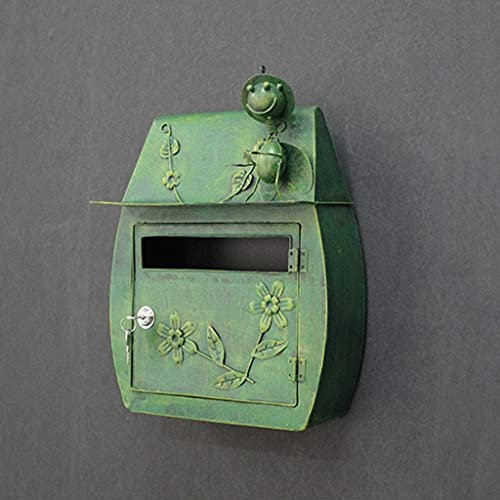 KANBUN Briefkasten, Villa Briefkasten Pastoral Retro Wandmontage mit Schloss Briefkasten Briefkasten Schule Wasserdichter Außenbriefkasten (Grün)