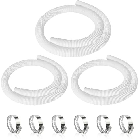 3 Stück Poolschlauch 32mm für Poolpumpen,150cm Schwimmbadschlauch,UV & Chlorwasser-beständiger Pumpenschlauch,Flexibler Schlauch für Poolpumpe,Schlauch pool mit 6 Stück Sicherungsclip