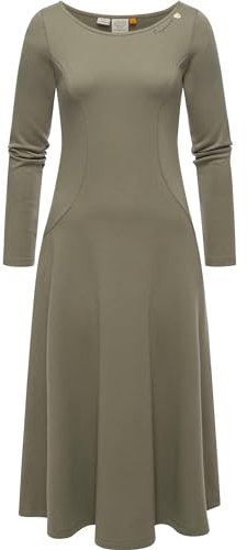 Ragwear Damen Jersey Shirtkleid Langarm Sweatkleid Winterkleid Appero Long Olive Gr. M