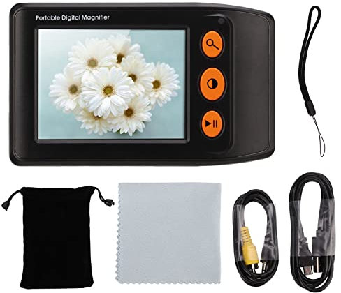 Glomora Lente D'Ingrandimento Elettronica,Lettore Portatile Per Ausili Visivi Dotato Di Schermo Lcd Da 3,5 Pollici E Zoom Da 2 A 25x, Adatto A Ipovedenti E Ipovedenti