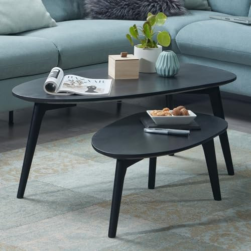 möbelando Couchtisch 2er Set Nierenform Holz Wohnzimmertisch Beistelltisch Tisch