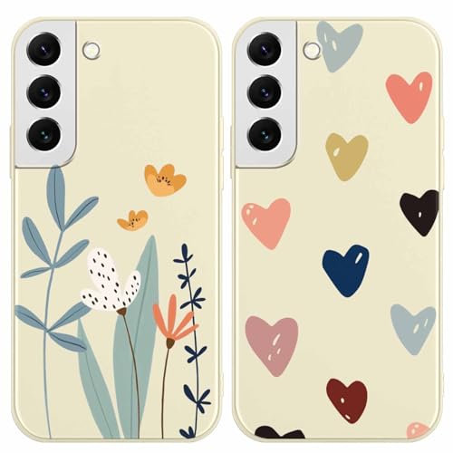Yoedge 2 Pack Cute Beige Flower Print Suitable for Samsung Galaxy S8 5.8 Inch Phone Case, Love Pattern Aesthetic Shell Soft Silicone Shock-Absorbing Cover, Suitable for Women and Girls