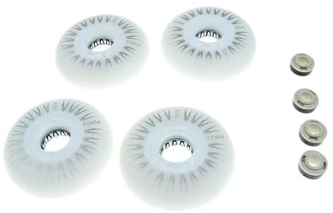 GSJNHY Skate Räder 4 Stück Lichter blinken Inline-Rollschuh-Ersatzräder 72 mm 76 mm 80 mm Grün Rot Blau Weiß für Das Tägliche Training (Color : White 72mm)