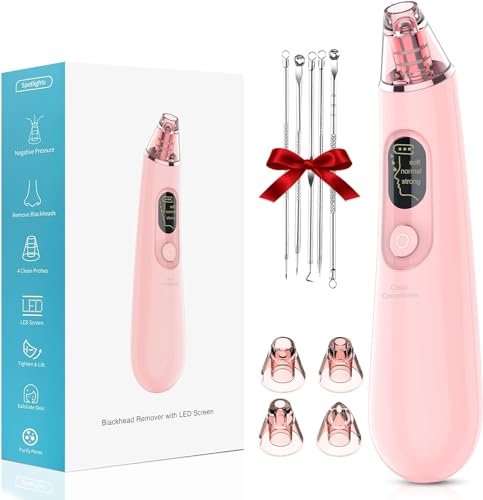 Aspirateur de Point Noirs, Extracteur de Comédons Nettoyant de Pores Rechargeable Appareil de Beauté du Visage Avec écran LED, 4 Sondes et 3 Modes