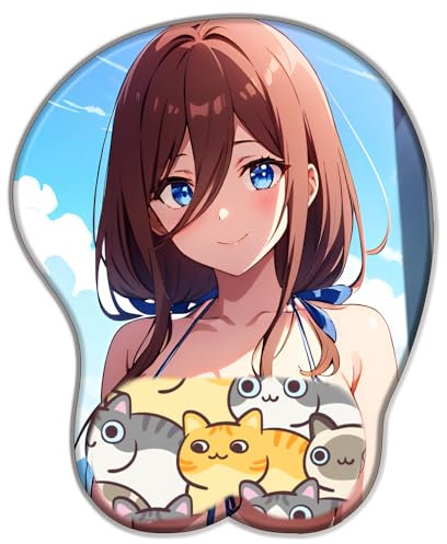 PUrar The Quintessential Quintuplets Nakano Miku Anime 3D Mauspad Handgelenk Unterstützung Mausmatte im hübschen Muster, Stereoskopische Nette weiche Mausmatte für Büro, Laptop