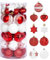 SOBEAU 35 Stück Christbaumkugeln Set, Weihnachtsbaumkugeln Kunststoff 6cm, Weihnachtsbaumschmuck mit Aufhängeöse für Dekoration, 9 Stilen Weihnachtskugeln（Weiß und Rot）