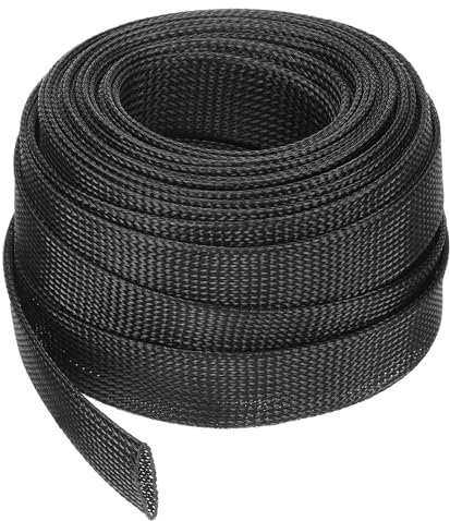 uxcell Cable Sleeving, 1.25Inch -50ft PET Braided Cable Sleeve, Expandable Braided Cable Sleeve for TV/Computer/Home Theater/Other Home Device Cable - Black