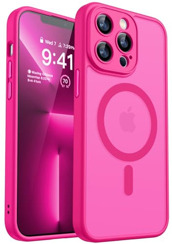CANSHN 2024 Neu für iPhone 13 Pro Max Hülle mit Kameraschutz für Magsafe (TOP Militärschutz & Magnetkraft) Extrem Haltbarkeit Hülle iPhone 13 ProMax Case Stoßfest, Leuchtend Rosa