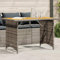Gartentisch mit Holzplatte Grau 110x68x70 cm Poly Rattan,366356