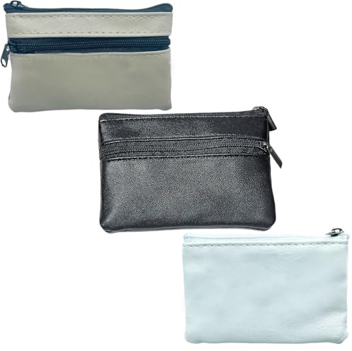 GUTERTOP 3 Stück Schlüsselmäppchen für Herren, Schlüsseletui Schlüsseltasche, Schlüssel Tasche für Schlüssel Autoschlüssel (Schwarz, Khaki, Weiß)