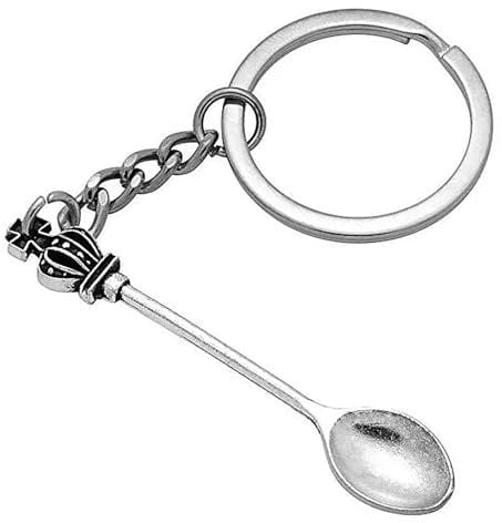 Spoon Keychain, Metal Small Teaspoon Keychain, Teaspoon Key Ring Loop Crown Shovel Pendant Key Accessories for Women Girls Hand Bag Pouch Birthdays