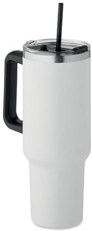 Vaso Térmico Personalizado de 1,2 litros de capacidad – Taza de Acero Inoxidable Resistente y Moderna para Bebidas Frías y Calientes – Viajes, Oficina y Regalos (Blanco)