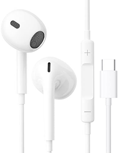 USB C Headphones, Type C Earphones Wired Earbuds with Microphone and Volume Control, Headphones Compatible with iPhone 16 15 Pro Max Plus iPad Pro Pixel 8 7 6a, Galaxy S23/S22/S21/S20/Ultra Note 10/20