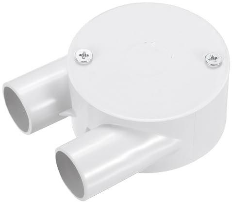 sourcing map PVC Conduit Box Junction Box U-shaped 2 Way 20mm with Cover, M4 Screws for Home Hose Electrical Conduit Electronic Projects
