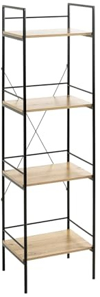HAKU Regal Eiche hell, schwarz, MDF, Metall - Maße: B 34 x H 130 x T 27 cm, Style: Modern