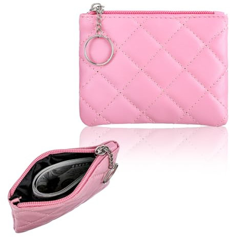 Teaaha Mini Geldbörse Damen, Portemonnaie Damen Klein Rosa, Schlüsseletui Leder Schlüsselmäppchen Schlüsseltasche mit Schlüsselbund Münzgeldbörse Coin Purse Kleingeldbörse für Mädchen