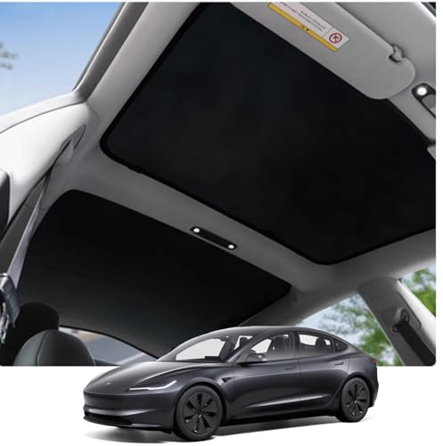 Ywooon Sunroof Sunshades for Tesla Model 3 2021-2023, upgraded Style Top Window Roof Shade Heat Insulation Glass Sunroof Cover, Black (Produced from US/DE)