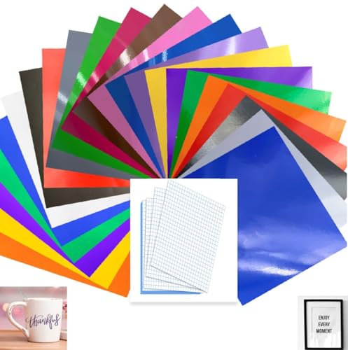 FTXanty Vinilo Adhesivo para Plotter Cricut Permanent Multicolor Transferencia de Vinilo para plotter 28 PCS, 30,5 x 21 cm, para Tazas, Tarjetas, Pegatinas, Bricolaje