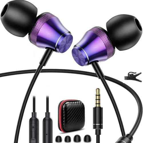 Wired Earbuds 3.5mm Earphone for Moto G Stylus Play for Chromebook PC School Adult in-Ear Noise Canceling Soft Eartips Airplane Headset 3.5 MM Jack Headphone for Samsung A42 A32 A15 A14 A12 S10e A03s