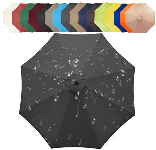 Toile De Rechange pour Parasol 200/250/270/300/350 CM + 6/8 Baleines, Auvent De Rechange De Terrasse (Gray, 8 Ribs: 350CM/11.5FT)