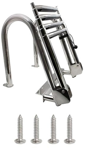 Scaletta Pieghevole Per Piscina Marina Scaletta Per Barche E Piscine, Scaletta In Acciaio Inox A 4 Adatta Per Yacht E Camper(Size:40 * 30 * 154 cm)