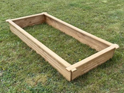 SyberDesk Grabrahmen aus Holz – Grabrahmen aus Holz – Grabumrandung 190 x 90 x 20 cm – Eiche massiv – Naturfarbe – wetterfest – einfache Montage