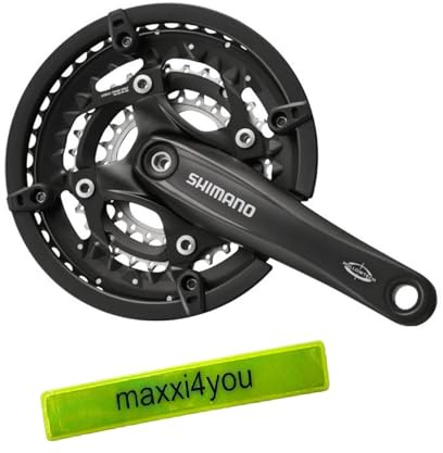 maxxi4you Kurbelgarnitur Trekking FC-T521 Octalink 170 mm Kurbelarmlänge 3 x 10 Hollowtech 44-32-24 Zähne mit Kettenschutzring in schwarz inkl Reflexband