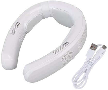 Fdit Ventilateur de Cou Portable avec Modes de Refroidissement et de Chauffage, Ventilateur Portable Fonctionnant sur Batterie 10 000 MAh, Personnel Silencieux à (WHITE)