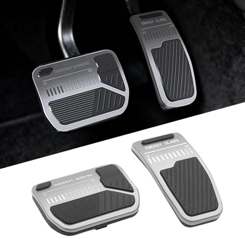ZIMER Fußpedalbeläge Set Compatible with Tesla Model 3 Model Y, rutschfeste Hochleistungs-Aluminium Auto Zubehör Brems- und Kraftstoffpedal Abdeckungen for Tesla Model 3/Y (Silber)