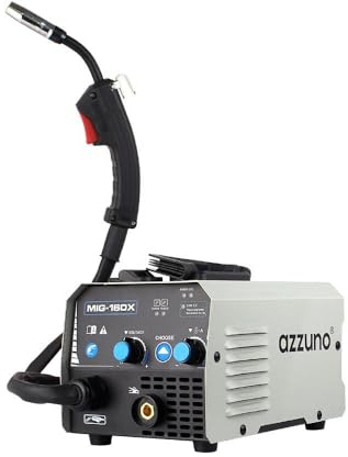 AZZUNO MIG-160X Fülldraht Schweißgerät IGBT Inverter Schweissgerät Ein-Klick-Einstellung, leistungsstark, geeignet für Geländer, Rahmen, Autos