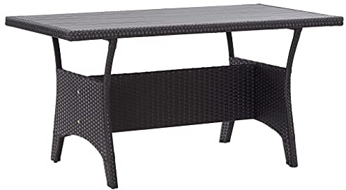 Refined Gartentisch Esstisch Terrassentisch Tisch Balkontisch Gartenmöbel Outdoor Terrasse Stahlgestell Schwarz 120x70x66 cm Poly Rattan